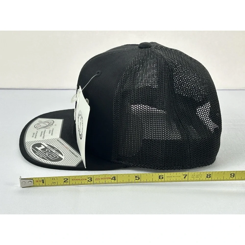 Mustang Survival Hat Black Yupoong 110 Flexfit Tech Trucker Snapback Cap NWT